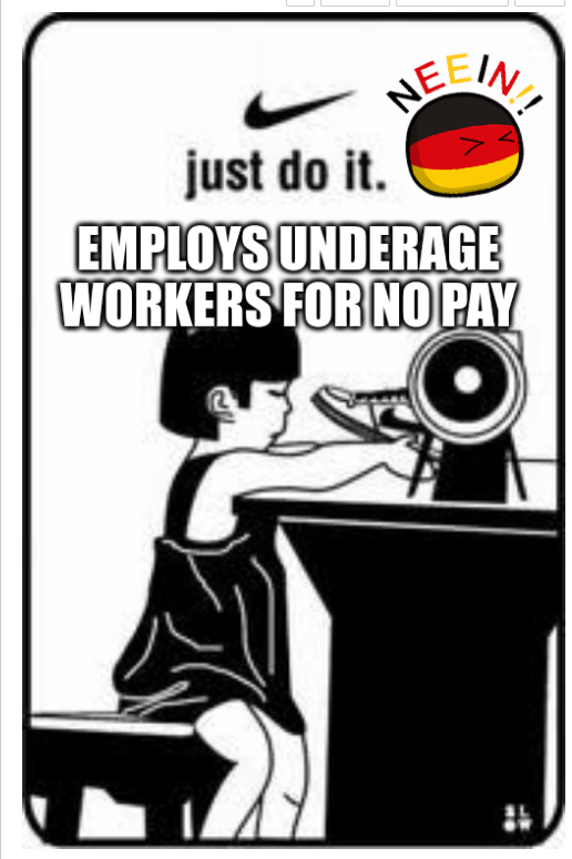Employs underage workers for no pay