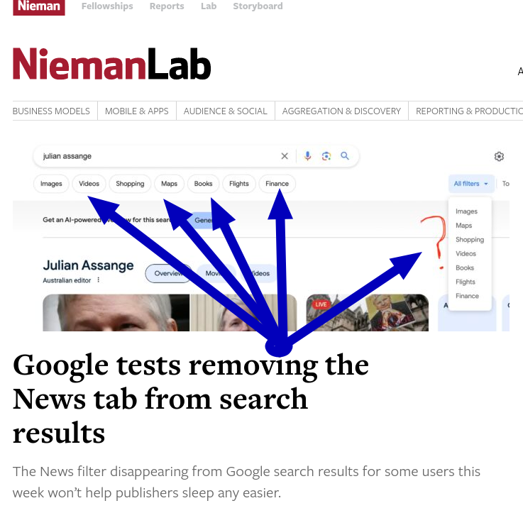 Google tests removing the News tab from search results