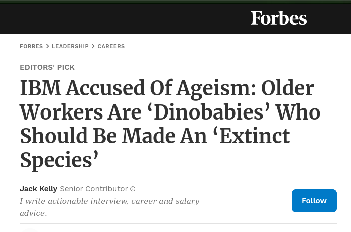 IBM Accused Of Ageism: Older Workers Are ‘Dinobabies’ Who Should Be Made An ‘Extinct Species’