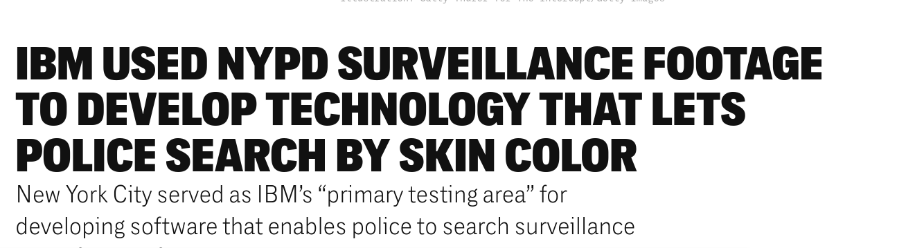 IBM Used NYPD Surveillance Footage to Develop Technology That Lets Police Search by Skin Color