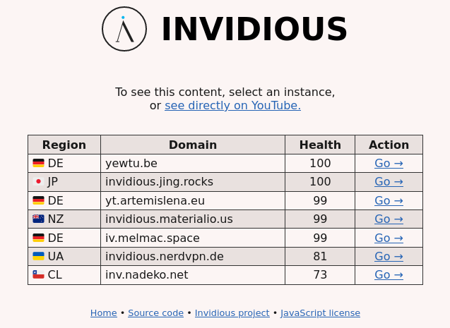 invidious redirect