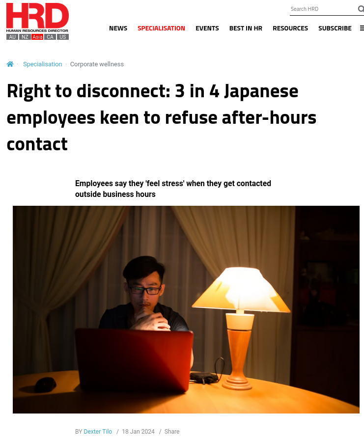 Right to disconnect: 3 in 4 Japanese employees keen to refuse after-hours contact