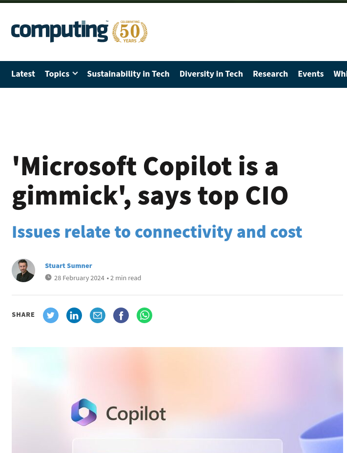 'Microsoft Copilot is a gimmick', says top CIO