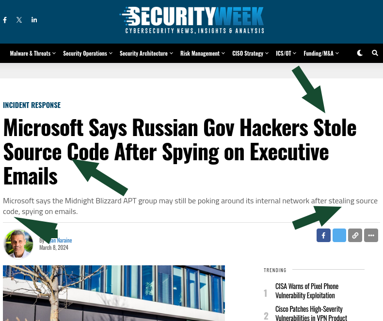 Microsoft Says Russian Gov Hackers Stole Source Code After Spying on Executive Emails