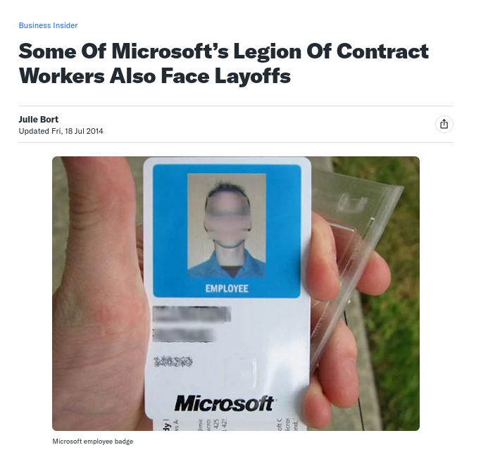Some Of Microsoft’s Legion Of Contract Workers Also Face Layoffs