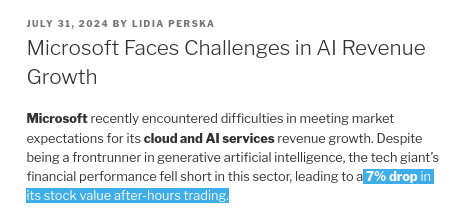 Microsoft recently encountered difficulties in meeting market expectations for its cloud and AI services revenue growth. Despite being a frontrunner in generative artificial intelligence, the tech giant’s financial performance fell short in this sector, leading to a 7% drop in its stock value after-hours trading.
