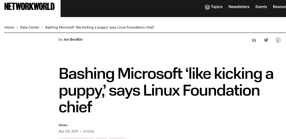 Bashing Microsoft ‘like kicking a puppy,’ says Linux Foundation chief