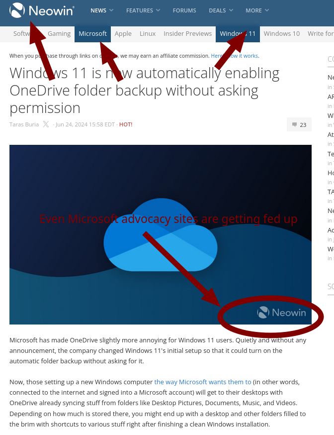 Windows 11 is now automatically enabling OneDrive folder backup without asking permission: Even Microsoft advocacy sites are getting fed up