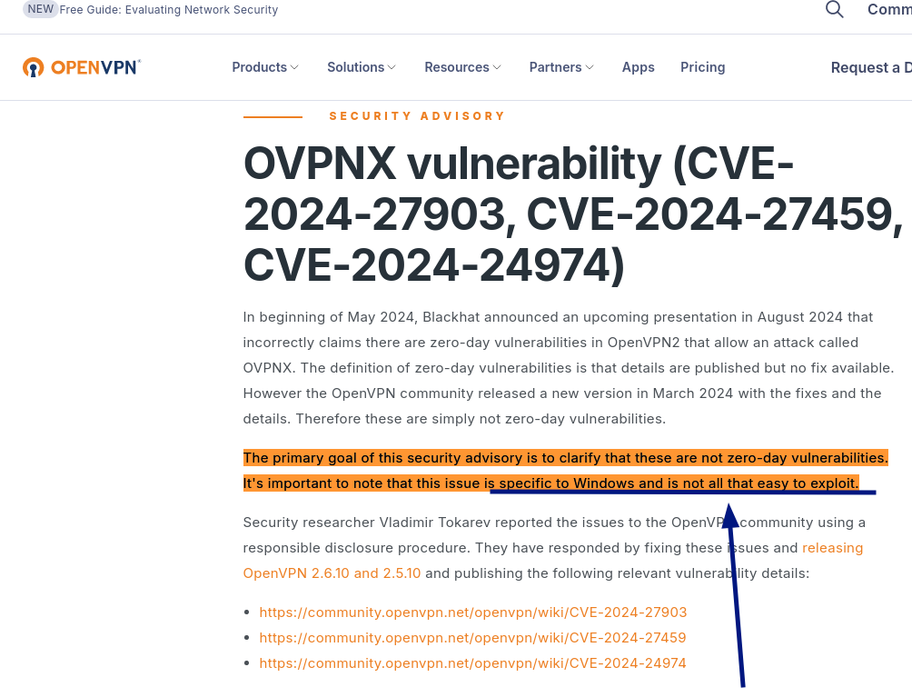 The primary goal of this security advisory is to clarify that these are not zero-day vulnerabilities. It's important to note that this issue is specific to Windows and is not all that easy to exploit.