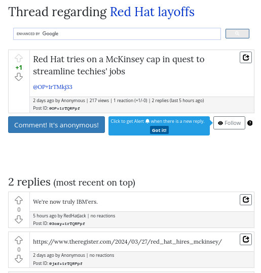 A thread regarding Red Hat layoffs