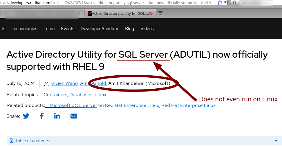 Active Directory Utility for SQL Server (ADUTIL) now officially supported with RHEL 9: Does not even run on Linux