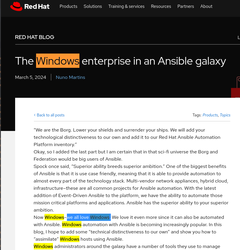 The Windows enterprise in an Ansible galaxy