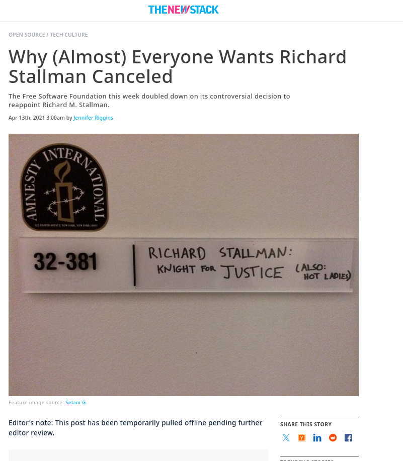 Why (Almost) Everyone Wants Richard Stallman Canceled