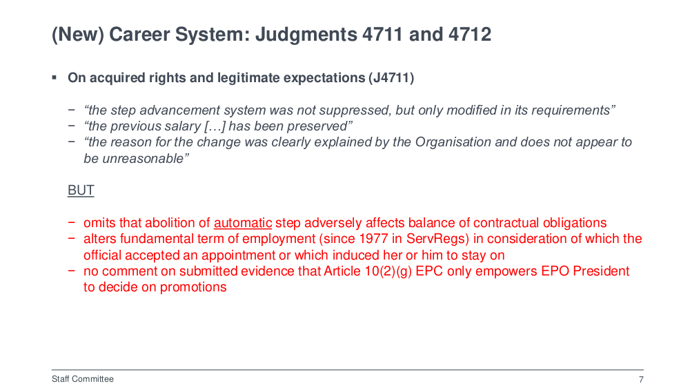 EPO Slide on Career Judgments