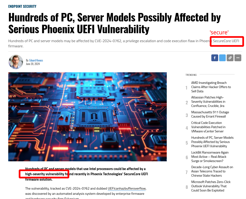 Hundreds of PC, Server Models Possibly Affected by Serious Phoenix UEFI Vulnerability