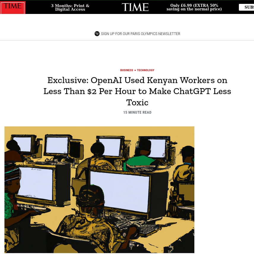 Exclusive: OpenAI Used Kenyan Workers on Less Than $2 Per Hour to Make ChatGPT Less Toxic