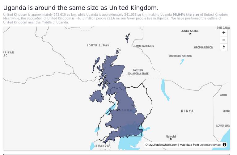 Uganda about the same size as the UK