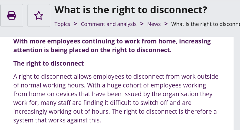 Right to disconnect UK