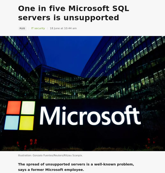 One in five Microsoft SQL servers is unsupported