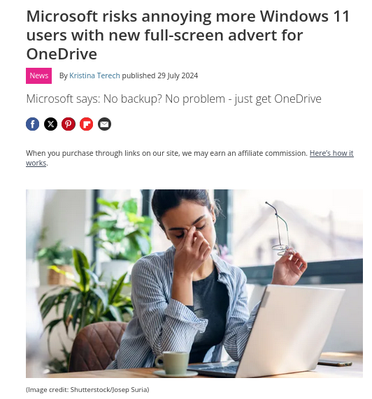 Microsoft risks annoying more Windows 11 users with new full-screen advert for OneDrive
