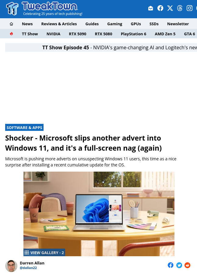 Shocker - Microsoft slips another advert into Windows 11, and it's a full-screen nag (again)