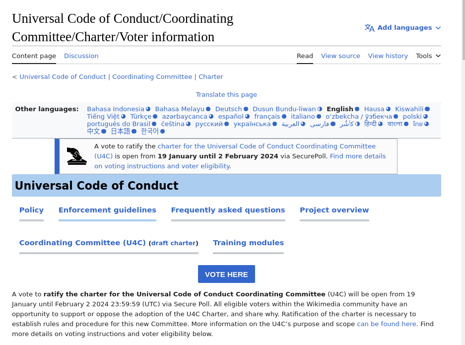 Universal Code of Conduct/Coordinating Committee/Charter/Voter information