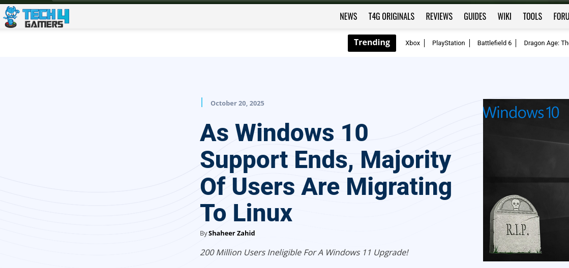 As Windows 10 Support Ends, Majority Of Users Are Migrating To Linux