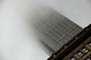 Skyscraper in fog