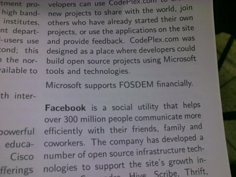 FOSDEM advertises Microsoft - flyer