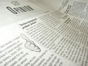 Opinion page of newspaper
