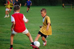 Boys playing soccer