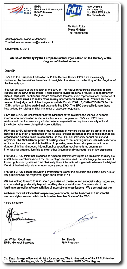 UPSU/FNV letter