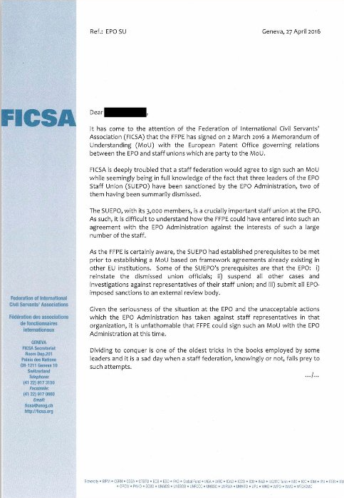 FICSA letter page 1