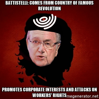 Battistelli: Comes from country of famous revolution; Promotes corporate interests and attacks on workers' rights