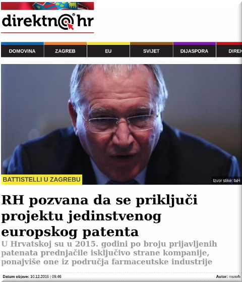 Battistelli in Croatian media