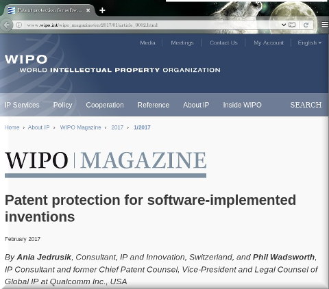 WIPO magazine for software patents