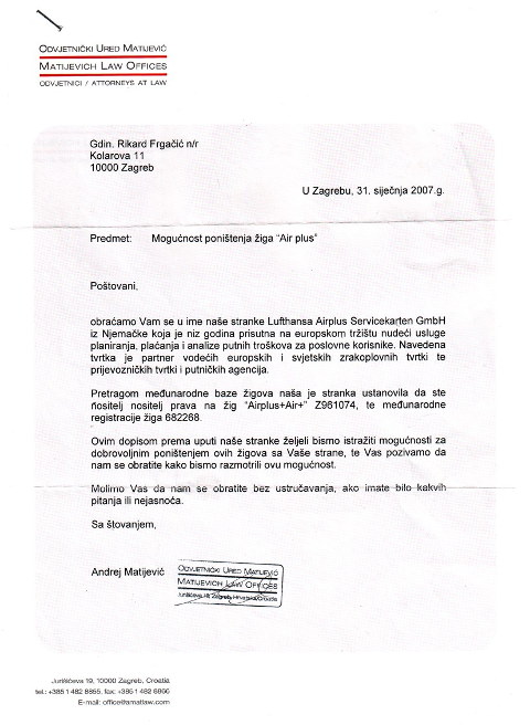 Matijevic dopis 2007