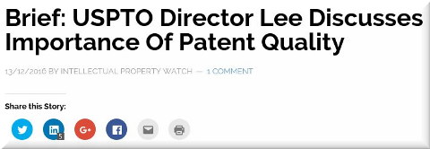 USPTO Director Lee Discusses Importance Of Patent Quality