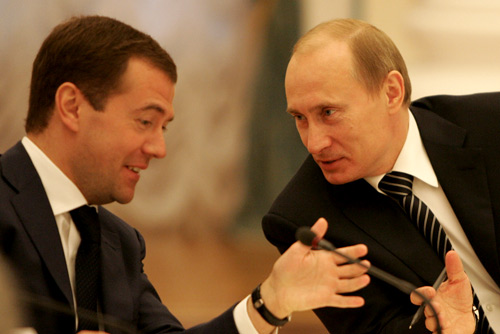 Dmitry Medvedev and Vladimir Putin