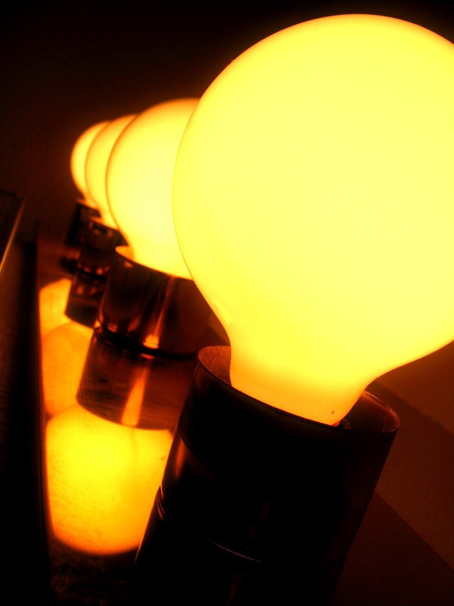 Array of lit bulbs