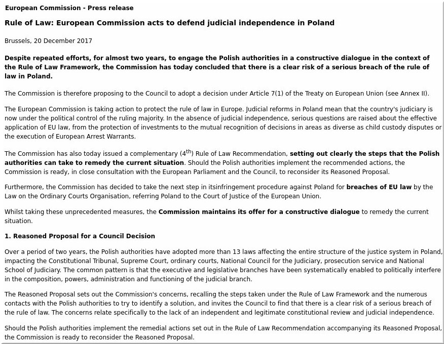 Rule of Law: European Commission acts to defend judicial independence in Poland