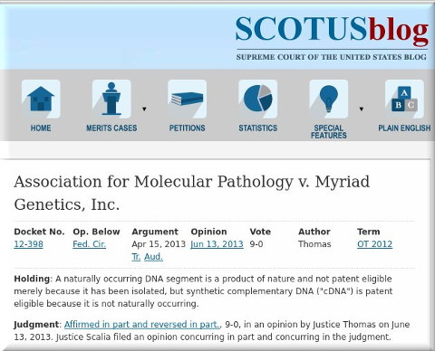 Association for Molecular Pathology v. Myriad Genetics, Inc.