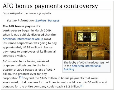 AIG bonus payments controversy