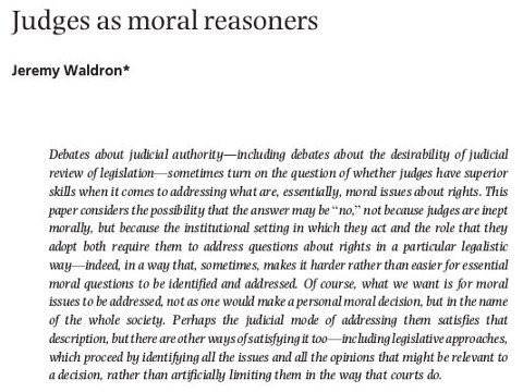 Judges as moral reasoners - Oxford Journals - Oxford University Press