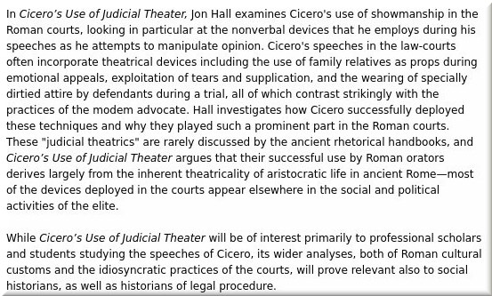 Cicero's Use of Judicial Theater