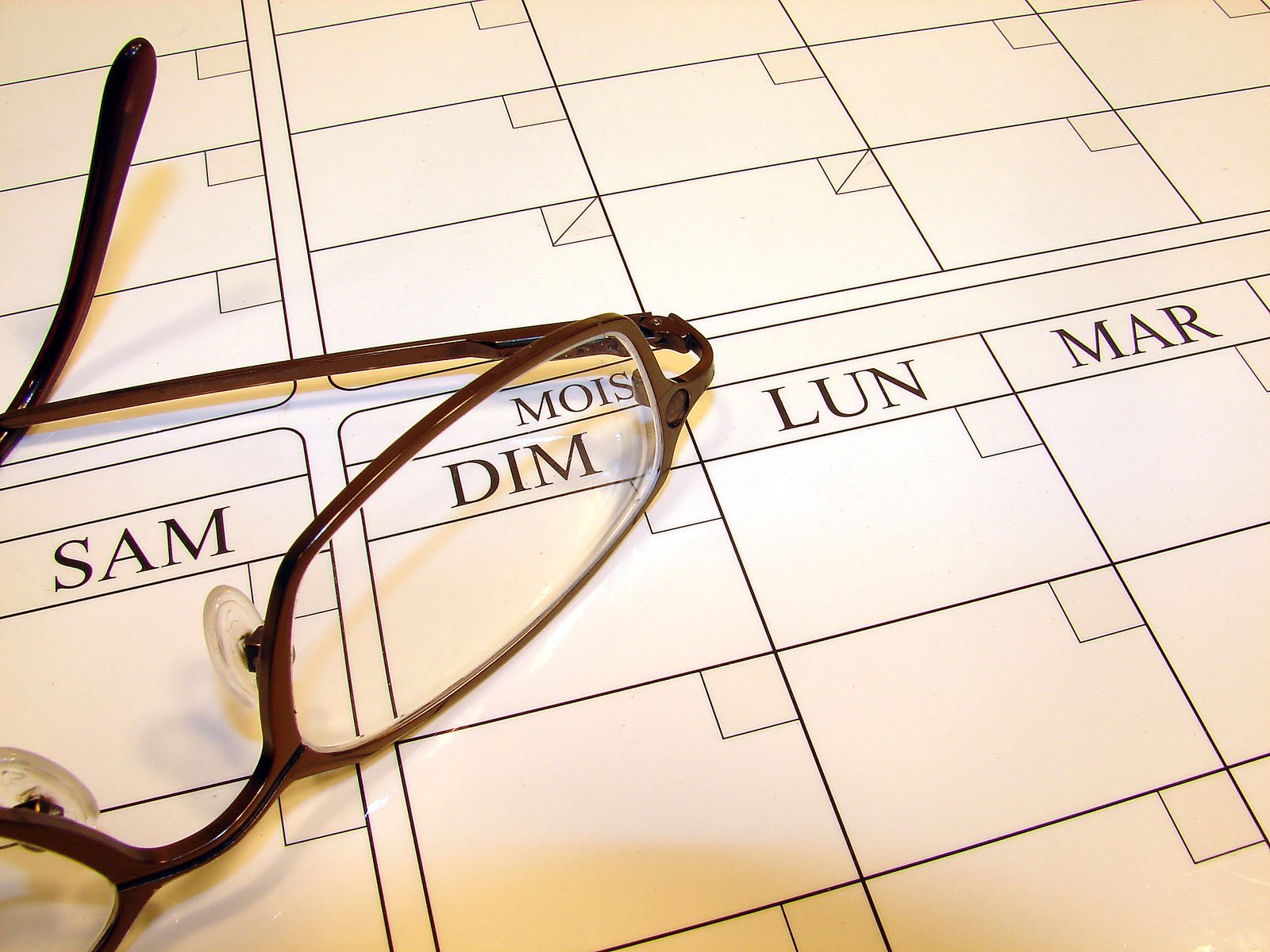 Glasses on calendar