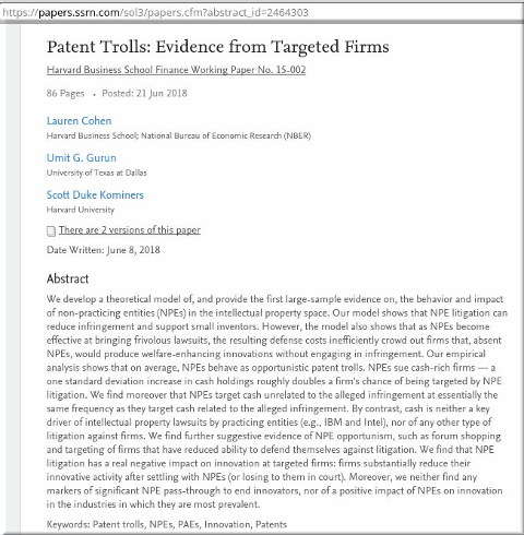 Patent Trolls: Evidence from Targeted Firms