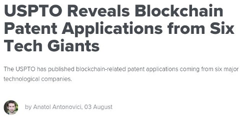 Advertising blockchain patents