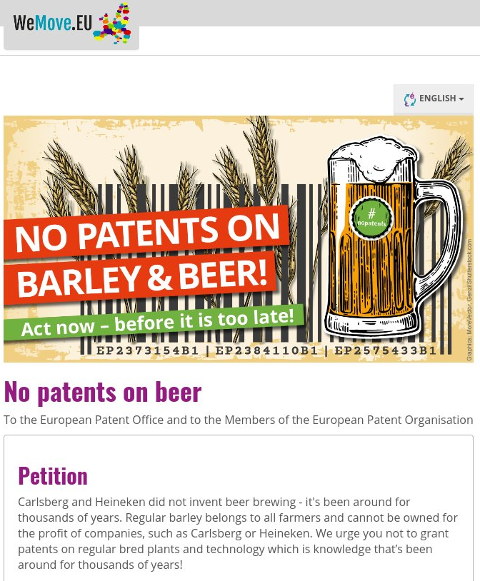 No patents on beer