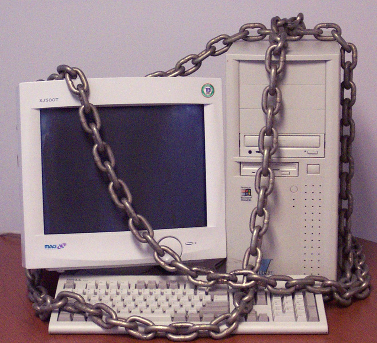 A computer chained